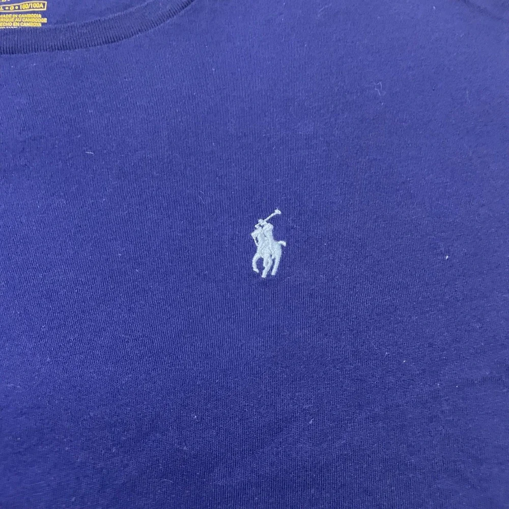 Polo Ralph Lauren T-Shirt Mens L Blue Custom Slim Fit Embroidered Pony Cotton